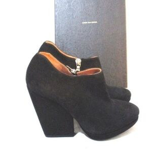 Dries Van Noten 38.5 Elegant Black Women's Platform booties suede
